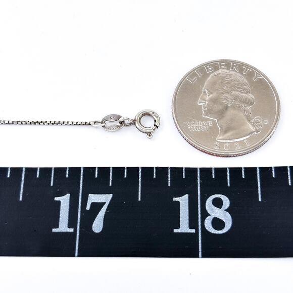 Vintage Italy Sterling Silver 925 Box Chain Necklace 17.5” - Picture 3 of 4